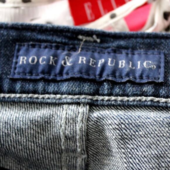 ROCK & REPUBLIC Denim Dark Wash Jeans Size 26 Embroidered Pocket "Kasandra" - Picture 7 of 10